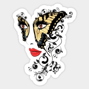 Summer Girl with Floral Butterfly mask Sticker